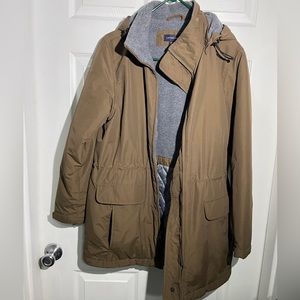 Lands’ End Kids Coat Down-Filled Brown Youth Medium 10-12 Therma Check